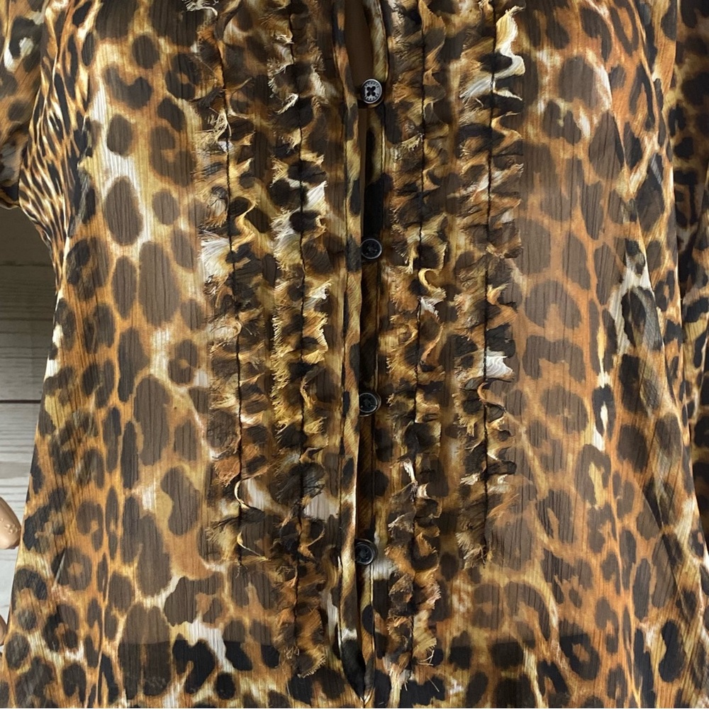 Express Sheer Leopard Print Blouse - image 7